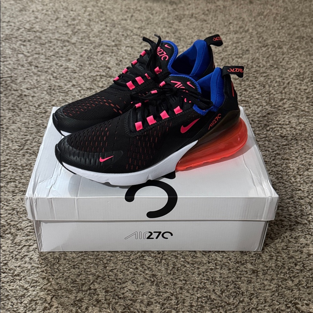 Nike Air Max 270 Black with Pink and Blue Accents